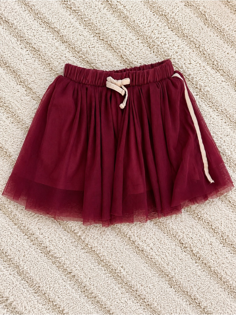 Zara Wine Red Layered Tulle Skirt with Drawstring